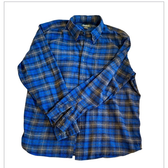 Eddie Bauer Men’s XL Blue and Gray Flannel button down shirt - Picture 2 of 6